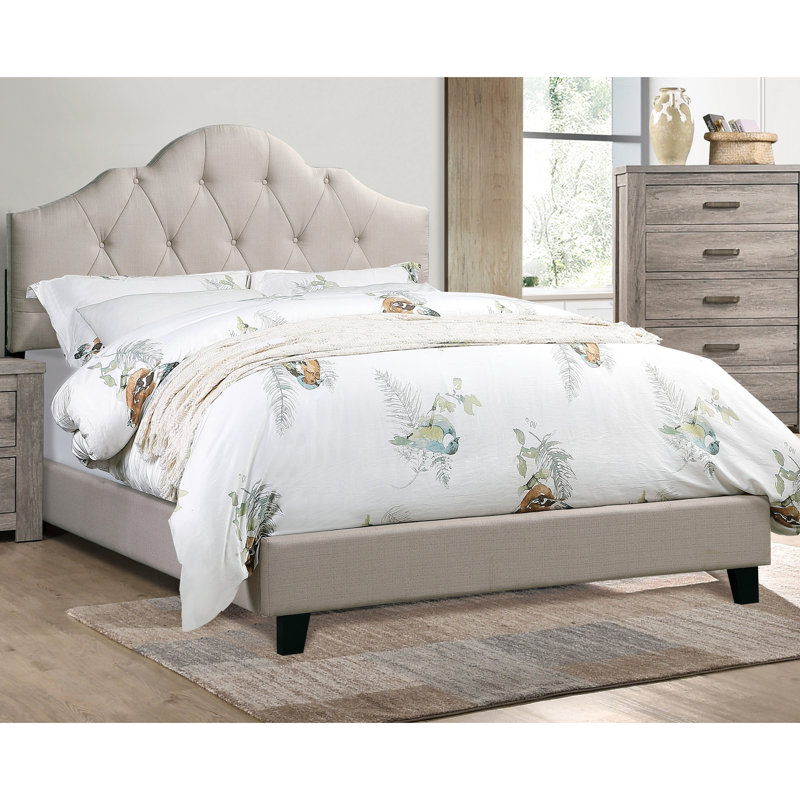 Lit double pleine grandeur brun, rembourré avec panneau de particules et lit transitionnel à cadre en bois d'hévéa