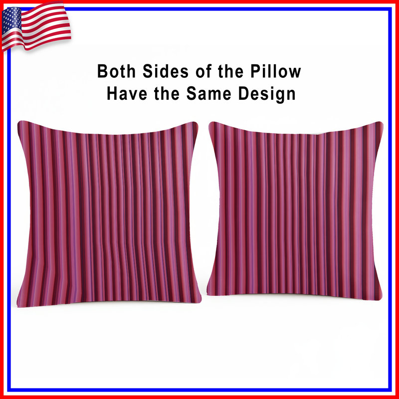 Red Vertical Stripes Double Sided Throw Pillows, 16 x 16 inches