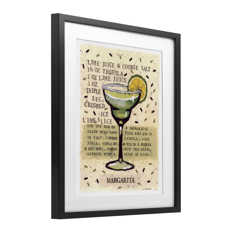 «Salt Margarita Recipe», reproduction d'art sous verre encadrée par Nancy Overton, Cadre noir minuit, H 16 po x l 13 po