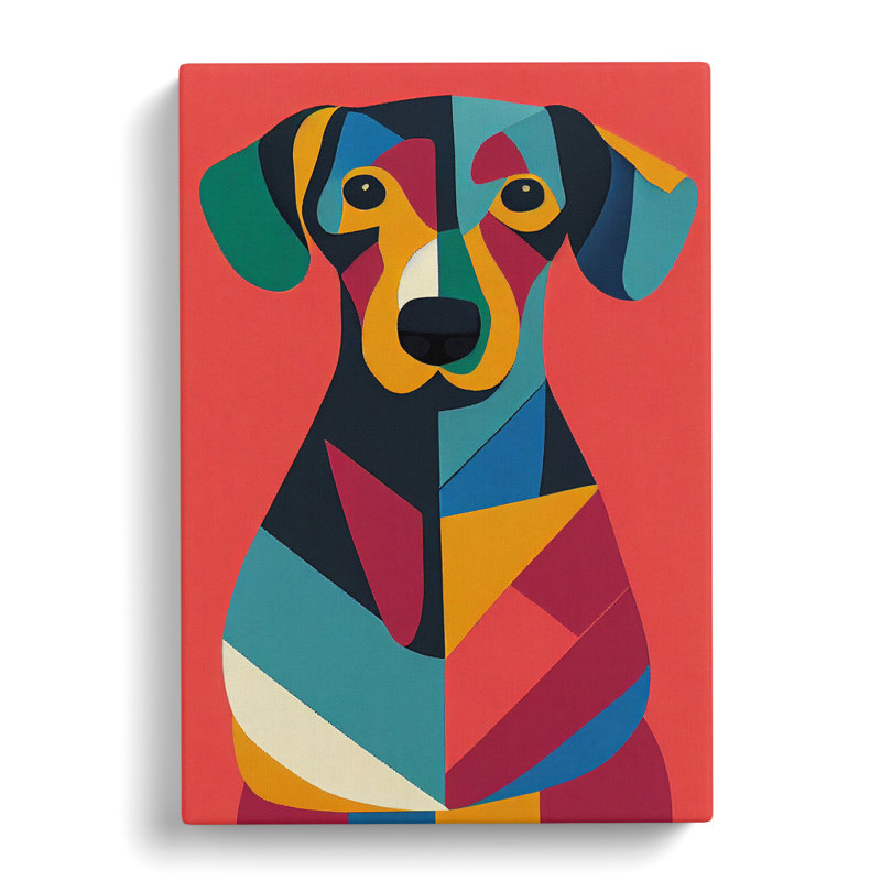 Dachshund Patchwork - Wrapped Canvas, 50cm H x 35cm W x 3cm D