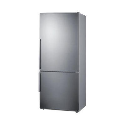 Summit Appliance 28" 13.8 Cubic Feet Smudge-Resistant Bottom Freezer Refrigerator