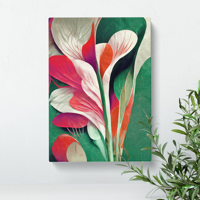 Pretty Abstract Flowers No.4 - Wrapped Canvas, 76cm H x 50cm W x 3cm D