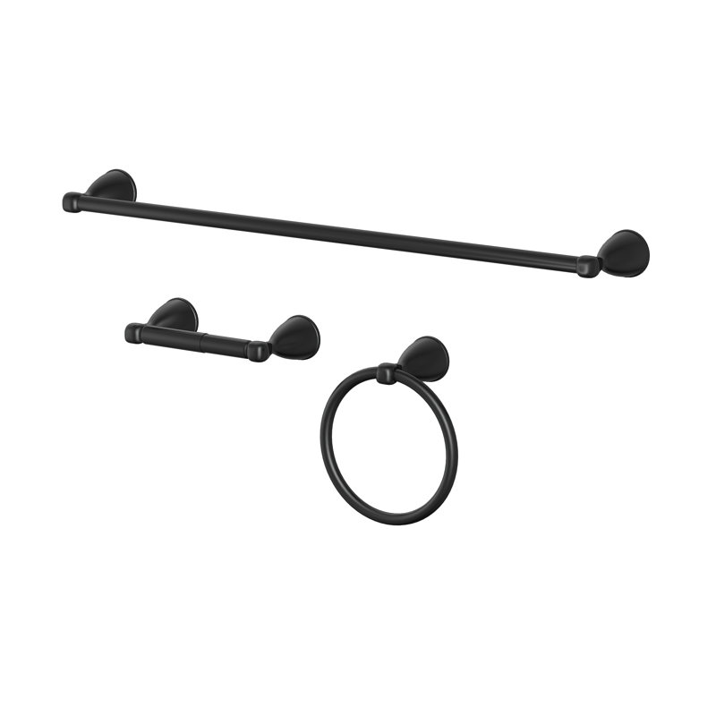 Matte Black 3-Piece Metal Bathroom Hardware Set