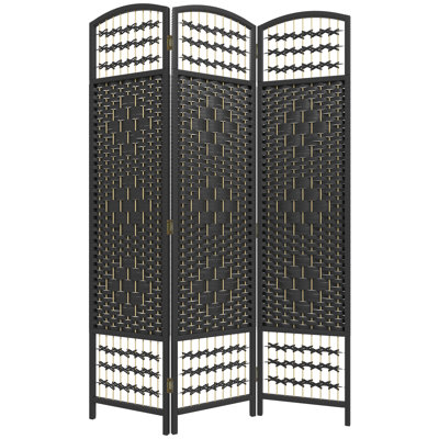 Paravent pliable à 3 panneaux, écran de confidentialité portable en fibre ondulée, pour la maison ou le bureau, noir