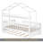 Wooden Twin Size House Bed With Trundle,Kids Bed With Shelf, White-1267284395