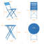 Ensemble bistro d'extérieur pliant 3 pièces, table de patio en métal et chaises pour balcon, cour et jardin, aucun assemblage requis | Bleu-1288982087