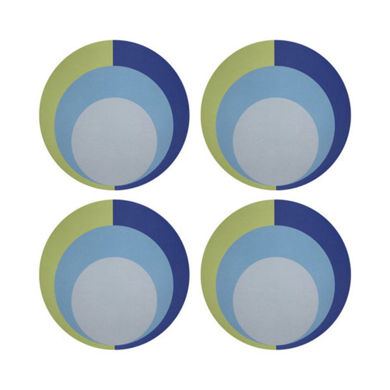 Sous-verres ronds en cuir Vegan, Vert acide bleu