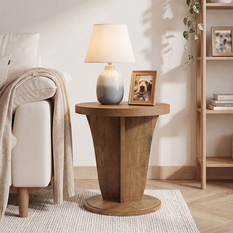 19.7" End Table with Pedestal Base