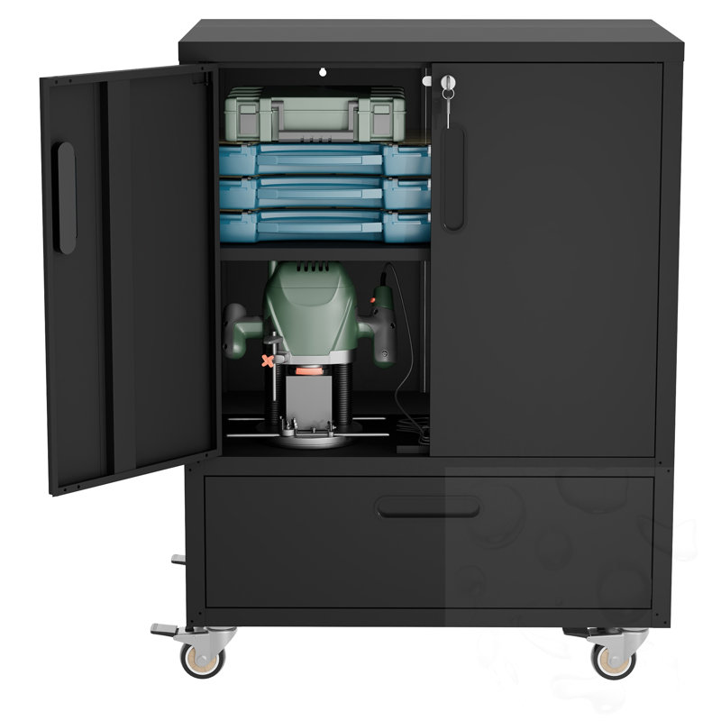 Armoire de bureau mobile avec roulettes et tiroirs verrouillables