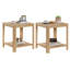 Ensemble de tables de bout d'angle arrondies avec table de chevet carrée de 22,1 po avec pieds à vagues verticales, table d'appoint Boho à 2 niveaux pour le salon, la chambre à coucher et le bureau personnel (chêne)-131145319