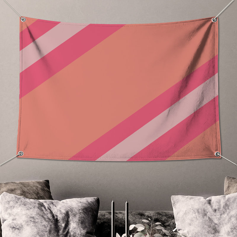 Tapisserie murale rose Eichler, H 68 po x l 80 po avec 4 œillets
