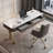 Gray+Gold Rectangular Sintered Stone+Manufactured Wood+Stainless Steel with 2 drawers desk-108471133