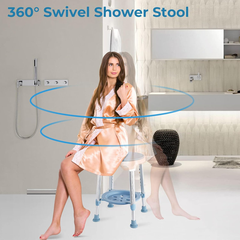 Tabouret de chaise de douche, tabouret de baignoire réglable avec plateau de rangement
