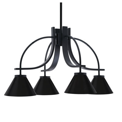 Cavella Light, Downlight Chandelier Shown With 7" Cone Metal Shades