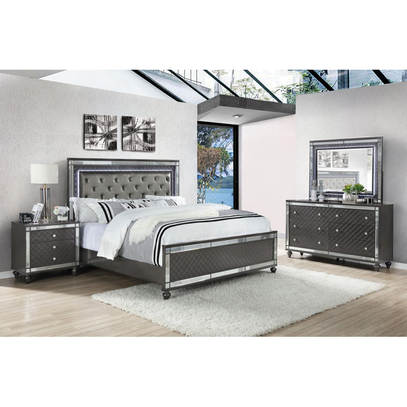 Ensemble de chambre à coucher à panneau tapissier Marijus Adeline, Très grand