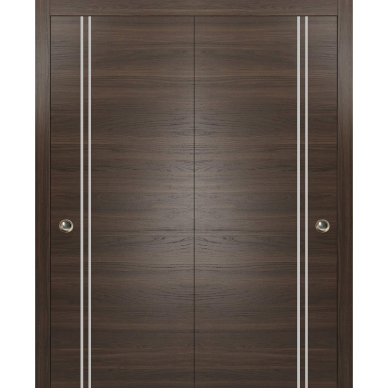 Portes de placard coulissantes en bois massif massif, Frêne chocolat, 36 po x 96 po