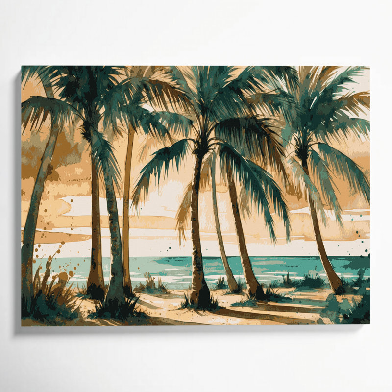 «Coastal Palm Grove», art mural sur toile beige, H 11 po x l 14 po