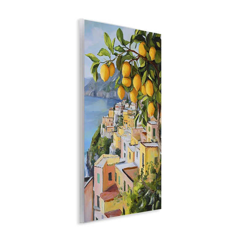 Plaque murale de paysage de citronnier méditerranéen, design par Creative Studio, 19 x 13