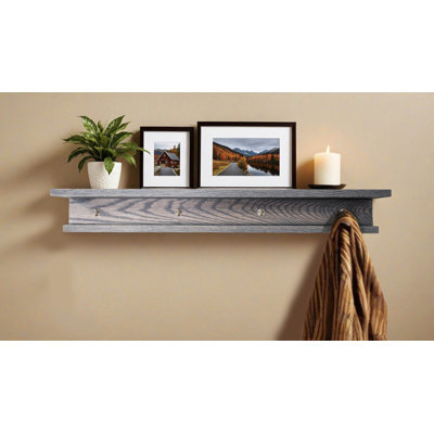 Rayne 3 Piece Oak Shelves With Hooks