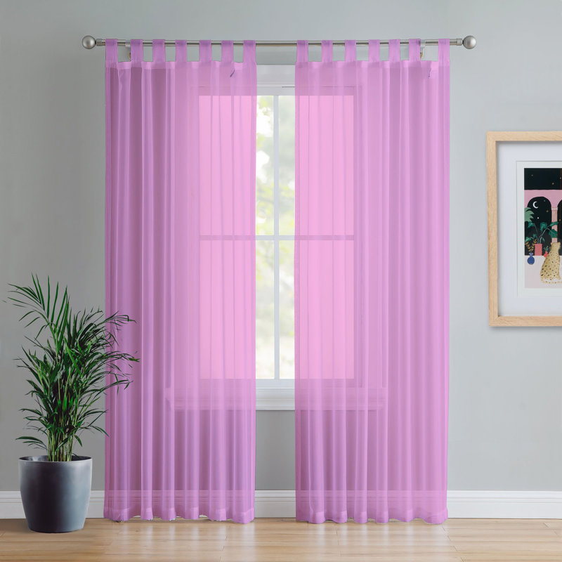 Birdsall Tab Top Sheer Single Curtain Panel, 144 W x 183 D cm, Lavender