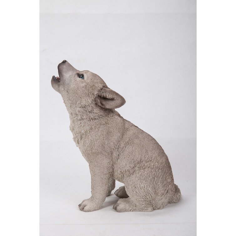 Hi-Line Gift Grey Wolf Cubs Hiding Under Log Statue