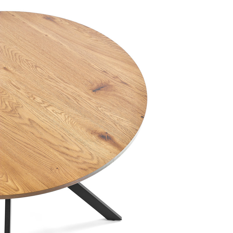 Metal Base Dining Table, Wild Oak / Black