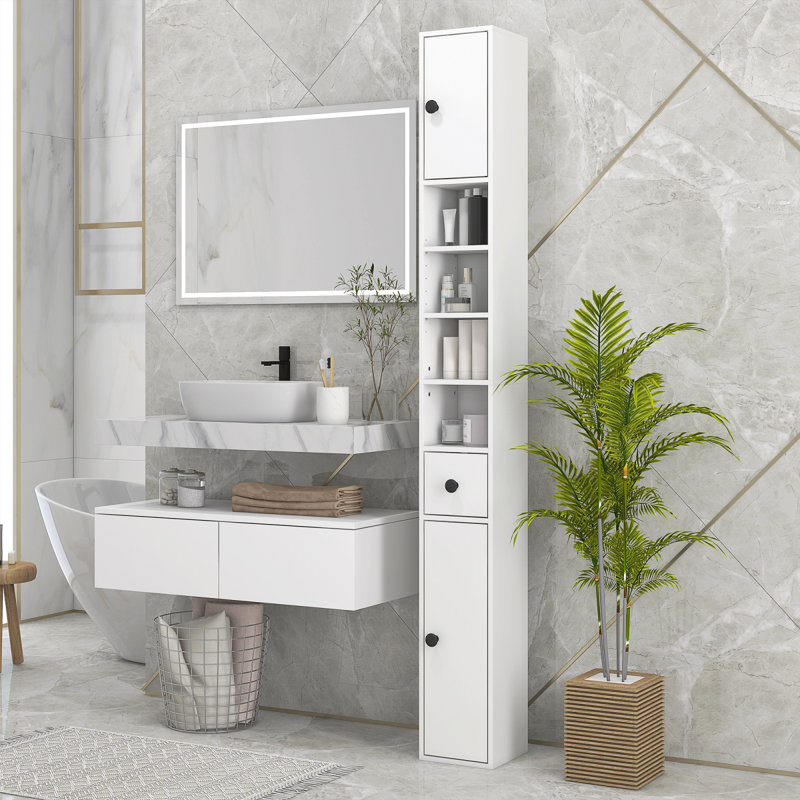 Modern Contino Freestanding Linen Cabinet Corner Cabinet White Cabinet Tall Cabinet