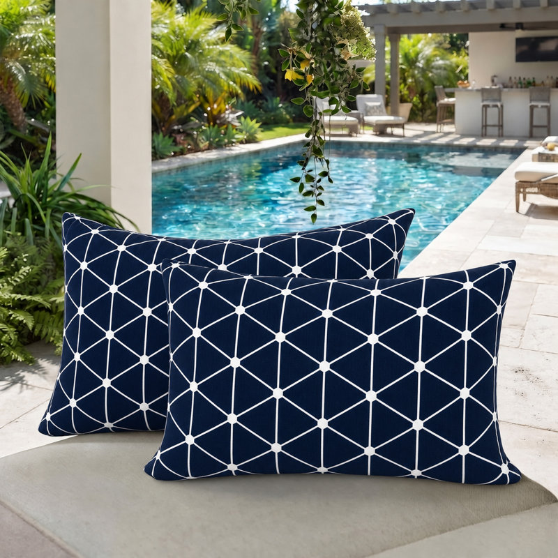 Ensemble de 2 housses de coussin lombaire intérieur / extérieur 12 po x 32 po hydrofuges et résistantes à la décoloration