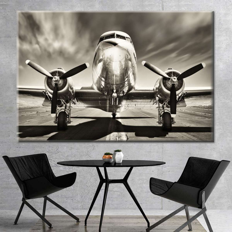Avion rétro, reproduction sur toile, H 34 po x l 51 po x P 1,25 po