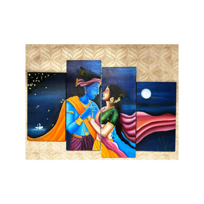 «Radha Krishna», peinture acrylique sur toile - 36 po x 60 po, œuvre d'art contemporain indien par Bhavya Murarka