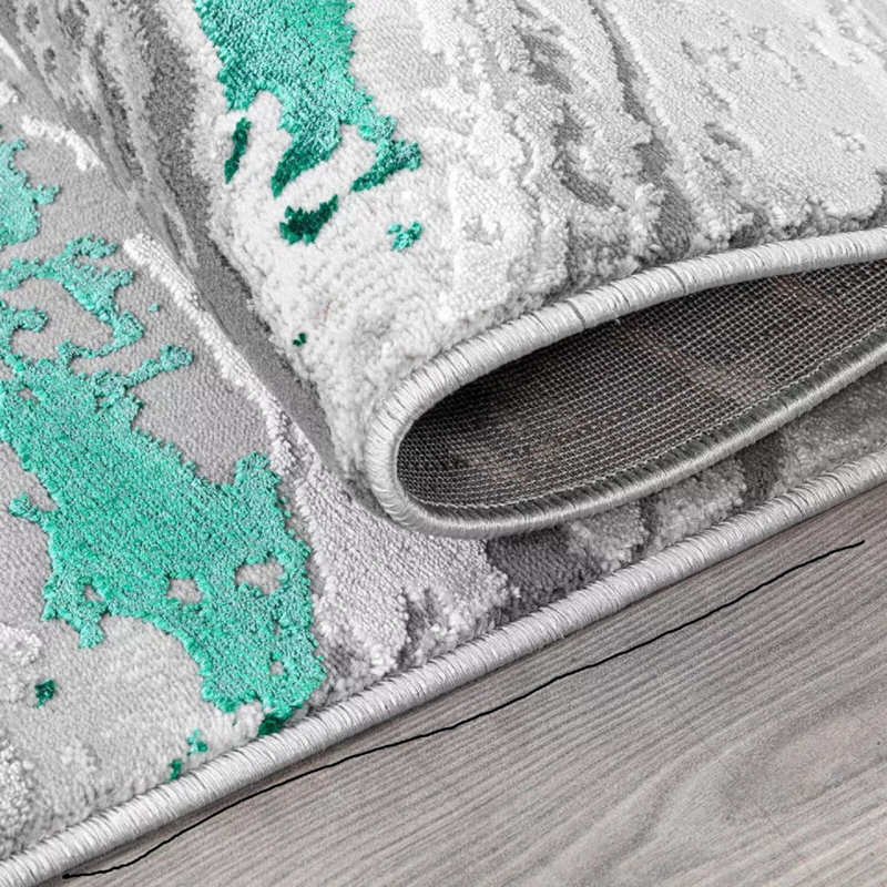 Abstract Flatweave Shag Area Rug, Runner 60 x 220 cm