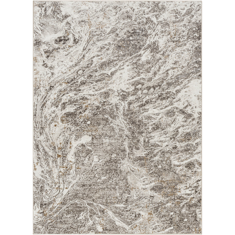 Quanna Abstract Machine Woven Area Rug in Brown, Rectangle 10' x 14'