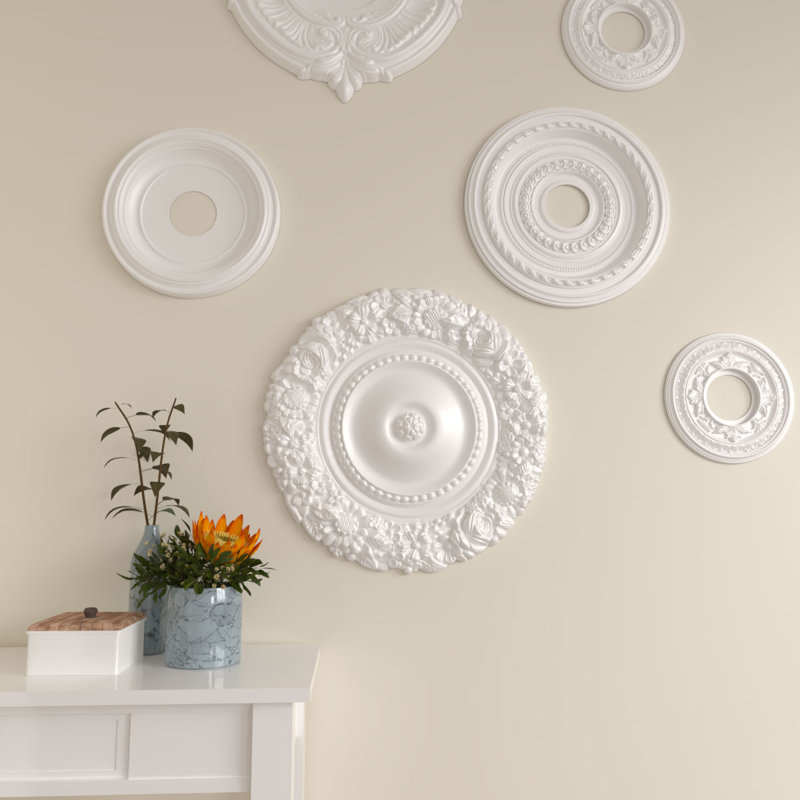 Médaillon de plafond de 21 po x 2 po P de Marseille (convient aux auvents jusqu'à 7 3/8 po), Avec une couche d'apprêt