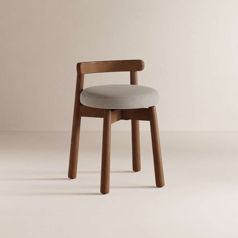 Tabouret pivotant en bois massif Anita, Brun