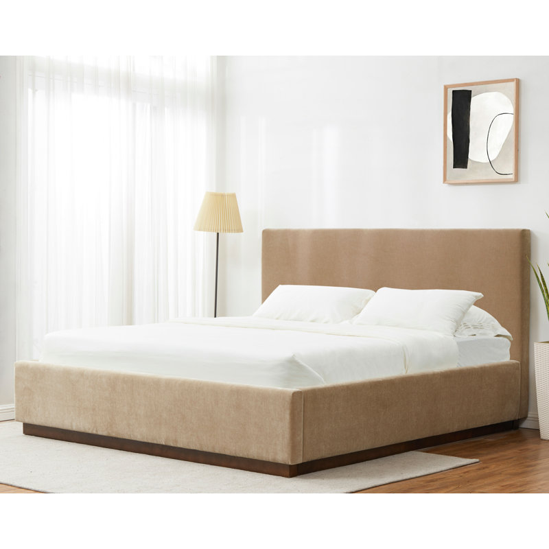 Harwich Upholstered Low Profile Platform Bed, King, Ivory