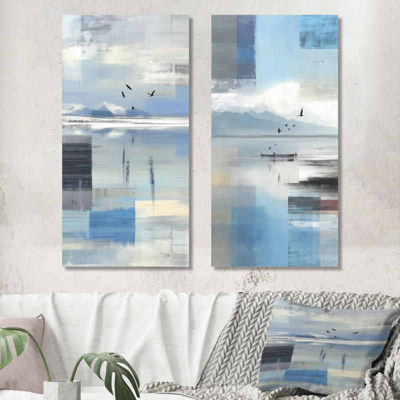 «Blue Oceans Edge of Wonder», ensemble de 2 décorations murales en métal, 32" H x 32" W