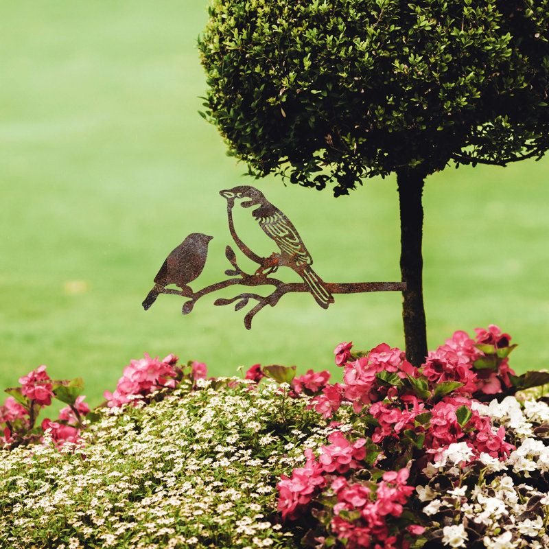 Hand-Painted Decorative Garden Object, 15.7 x 7.9 inches | Durable 100% Metal, Thickness: 0.06 inches | Unique Brown Finish, No Assembly Required, Adds Charm to Your Outdoor Space, Perfect for Garden or Patio Decor