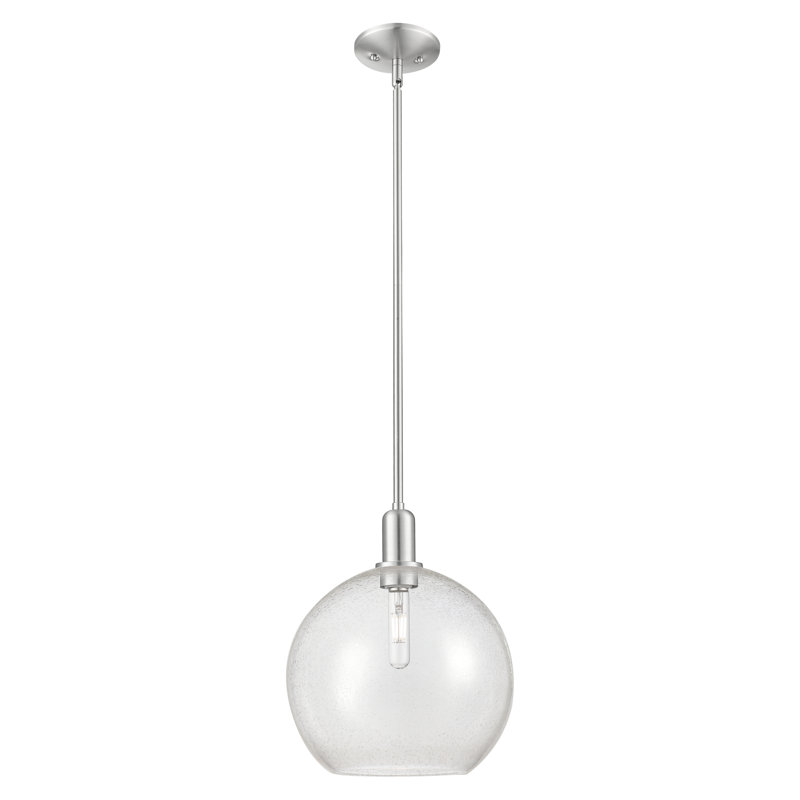 Mini-luminaire suspendu 1 lumière Arcadia - Athens, H 10,63 po x l 11,75 po x P 11,75 po, Grainé, Nickel satiné brossé