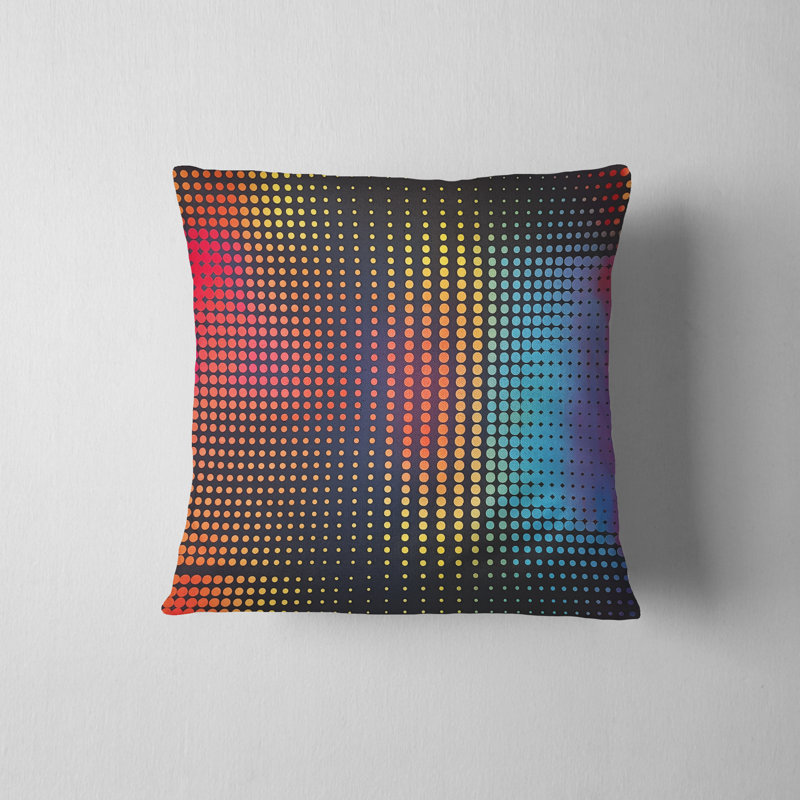 Housse de coussin réversible, H 18 po x l 18 po, Noir / rose / jaune / pois