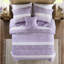 Ensemble de courtepointe et jetée en seersucker 4 pièces pour lit double / grand, trois motifs floraux, taille de rembourrage avec aspect, microfibre imprimée, rembourrage, lavable à la machine