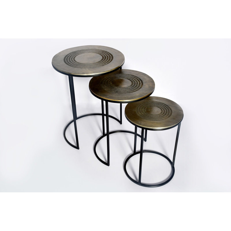 Ensemble de 3 tables basses, Laiton antique
