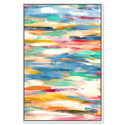 " Abstract Blue/Yellow/White Bayou " by Oliver Gal Painting Print
