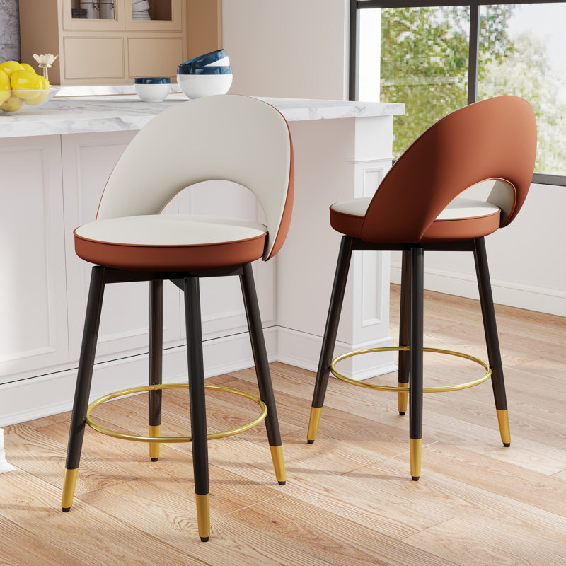 Tabouret de comptoir pivotant 25 po Rumery, Grey White/Brown