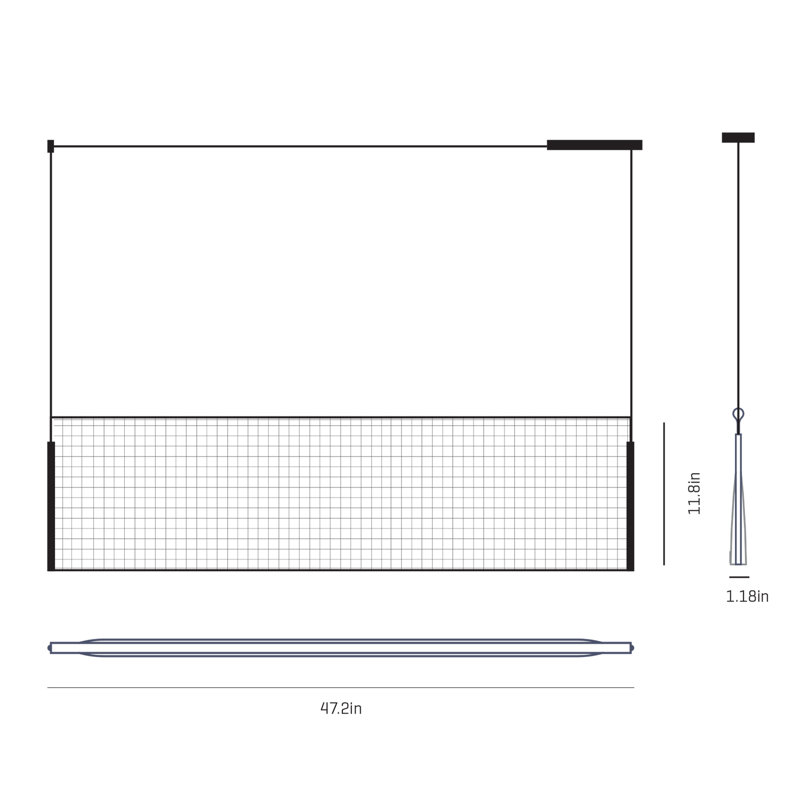 Nebra Pendant, 11.8" H x 39.4" W x 1.2" D, Inox