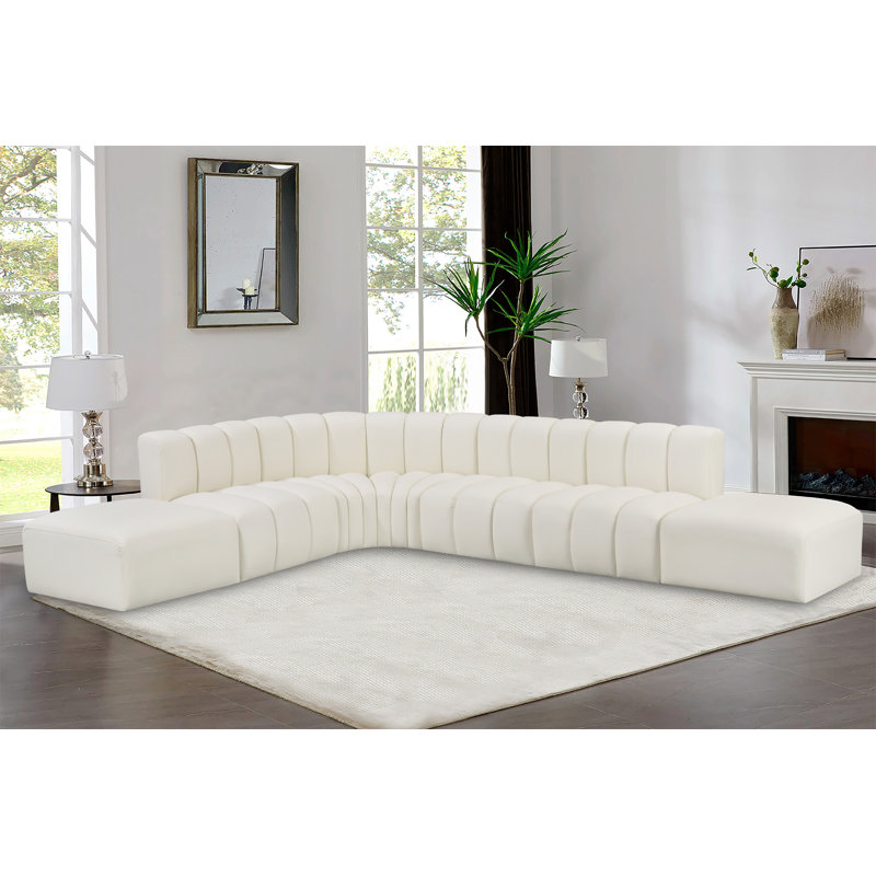 Canapé en cuir végétalien Hummell de 172 po, Cuir crème végétalien