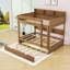 Lit superposé en bois avec lit gigogne escamotable et tablettes de rangement intégrées-420825468-420825458