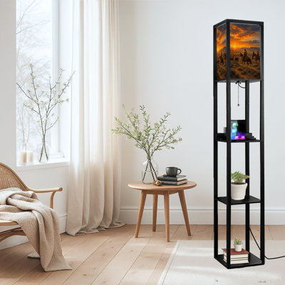 Lampe sur pied à DEL à intensité variable Western Cowboys Herding, lampe sur pied en MDF avec télécommande, 3 lumières de couleur, pour le salon, la chambre à coucher