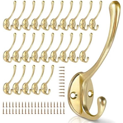 Wall Hooks for Hanging, 25-Pack Heavy Duty Metal Coat Hooks, for Living Room, Bathroom, Kitchen, Bedroom for Towel, Hat, Key, Closet, Bag (White)