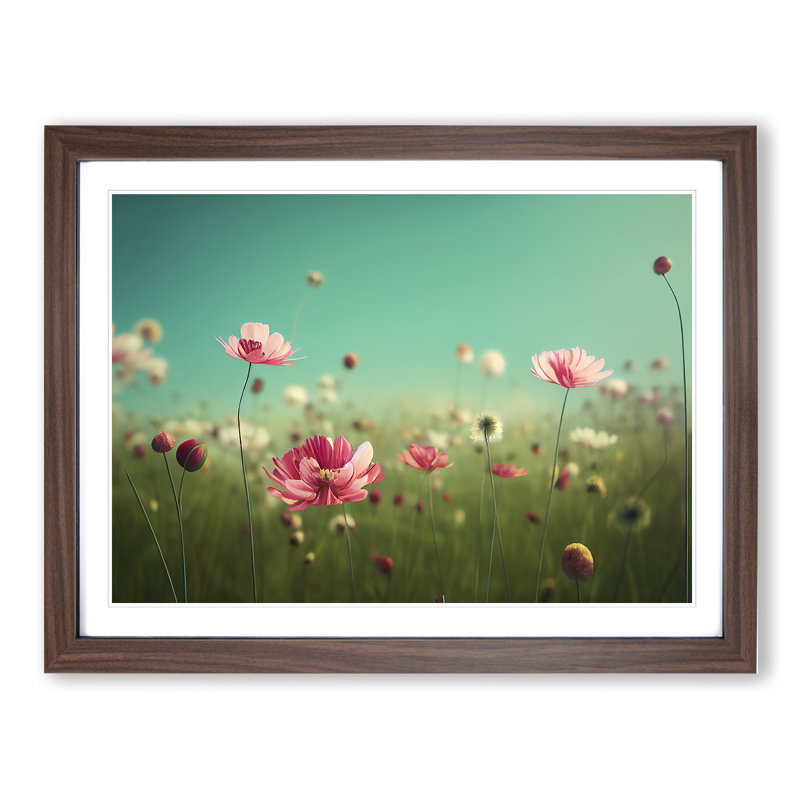 XH1022-9381X Unbeatable Wildflowers Floral - Single Picture Frame Print, 46cm H x 64cm W x 2cm D, Walnut Framed
