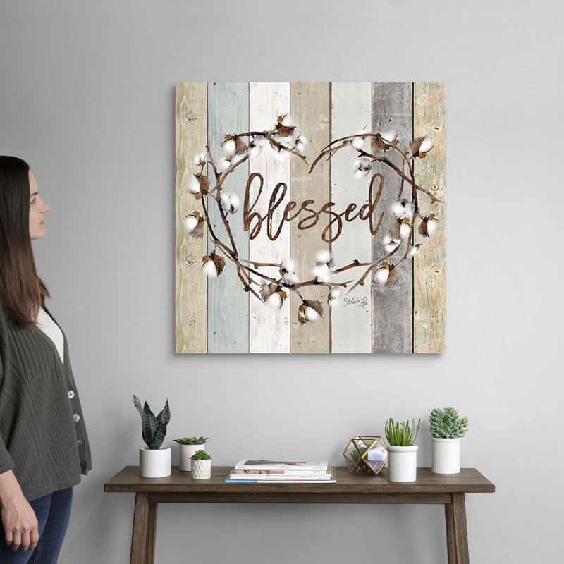 «Blessed Cotton Wreath» par Marla Rae, reproduction d'art textuel sur toile, Toile tendue, H 30 po x l 30 po, Sans cadre